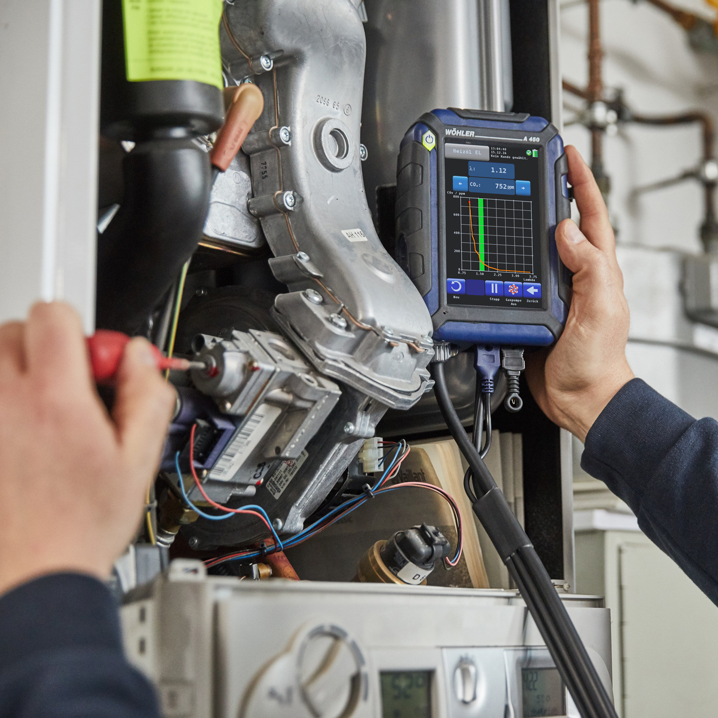 Analyzátor spalin Wöhler A 450 NO (CO 10 000 ppm + NO 3 000ppm)