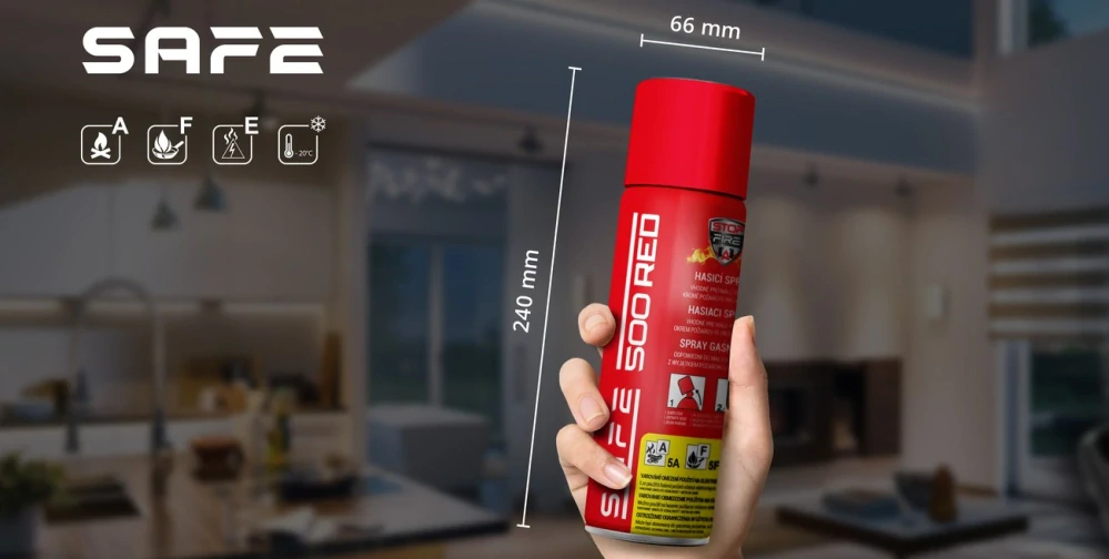 SET Hasicí sprej SAFE 500 RED + držák SAFE 50F